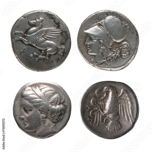 Historic Tetradrachm Greek Coins Pegasus And Athena  photo