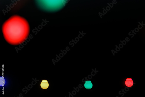 colorful light bulbs in foreground and background