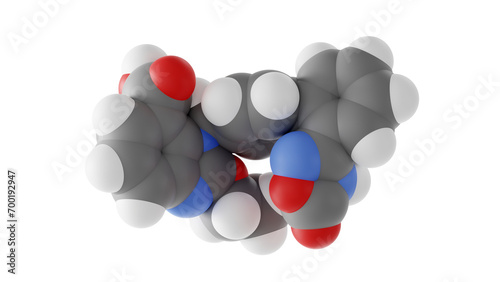 azilsartan molecule, angiotensin ii receptor antagonists, molecular structure, isolated 3d model van der Waals