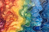 Close-up of a vibrant and intricate painting featuring different colors, flowing paint, rainbow gouache, alcohol ink art, and viscous rainbow paint in abstract liquid acrylic art.