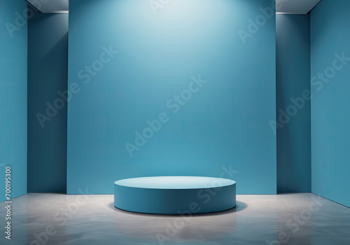 Suitable for product display and business concept. Geometric podium platform  contemporary composition on pastel blue background. cosmetic product on podium  minimal idea.