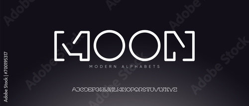 Typography minimal modern slim monogram fonts style. Vector illustration and tech line font. Abstract minimal modern alphabet font.