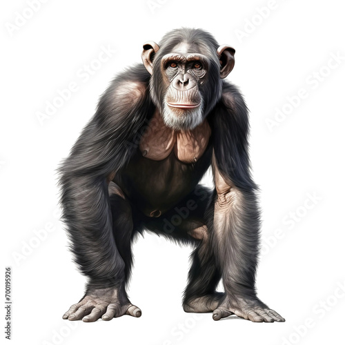 A chimpanzee isolated on a white background