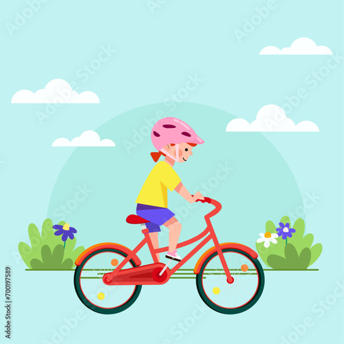 Child with Bicycle icon vector illustration