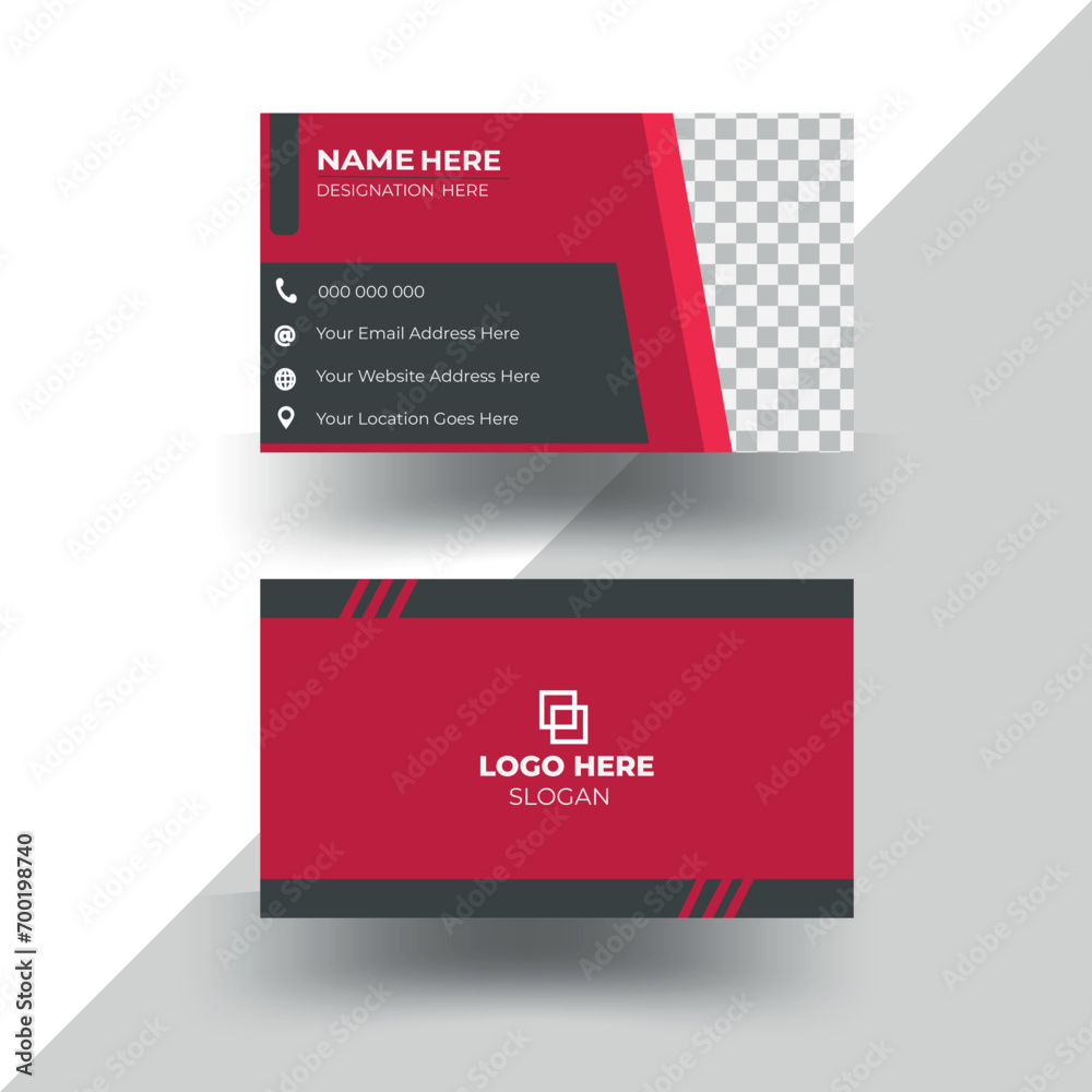 Creative modern clean professional black & red business card template design with corporate visiting card, name card, elegant business card design with mockup Creative modern clean professional black & red business card template design with corporate visiting card, name card, elegant business card design with mockup