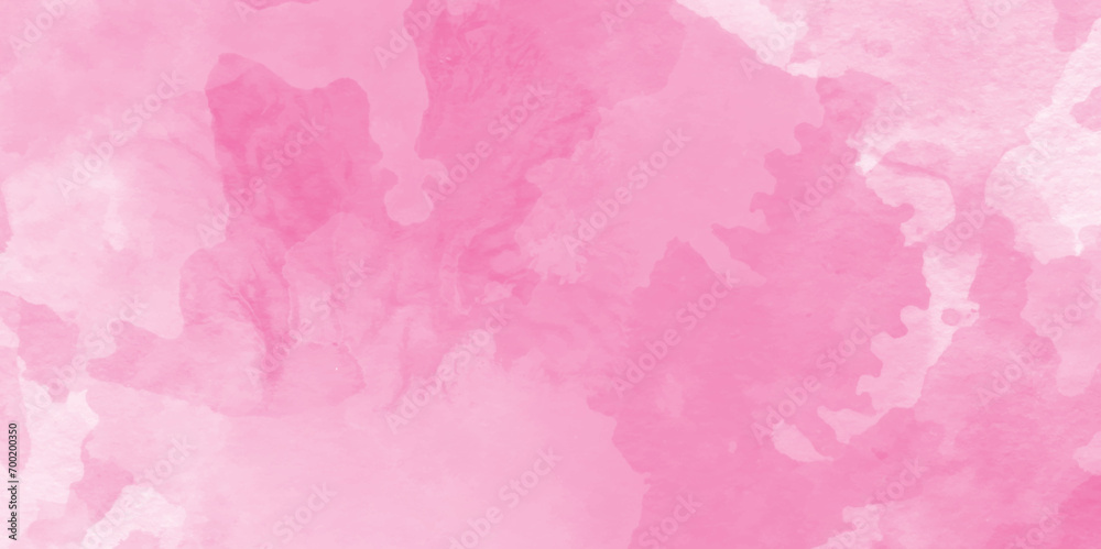 Abstract pink watercolor background with soft watercolor stains, grunge stylist pink paper texture, beautiful bright brush painted pink background for lovely design and graphics design.