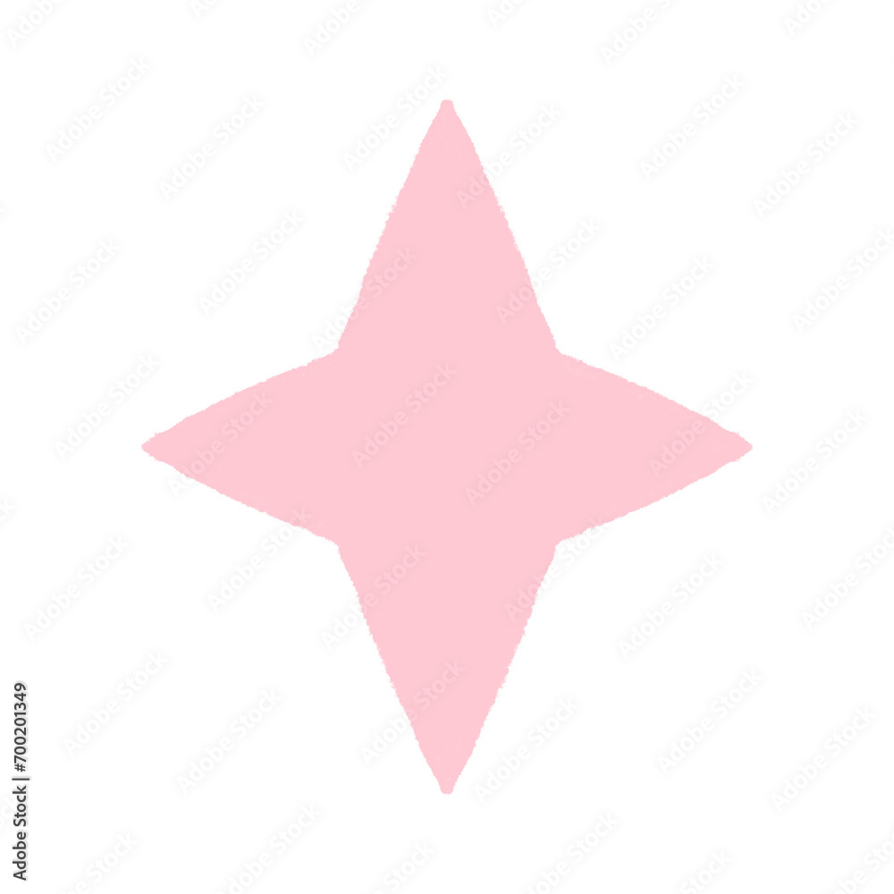 Obraz premium Pink textured star element, hand drawn isolated doodle