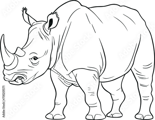 Rhino hand drawn vector illustration. Perfect for projects related to wildlife  safari adventures  and African themes. AI generated illustration.