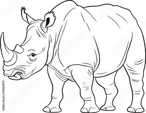Rhino hand drawn vector illustration. Perfect for projects related to wildlife, safari adventures, and African themes. AI generated illustration.
