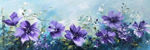 Beautiful purple summer flowers, flower meadow, painting, background