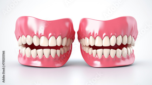 Dentures or false teeth realistic vector design of orthodontics