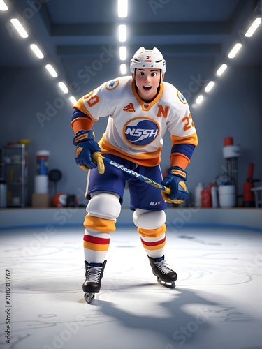 3D figure of an ice hockey player