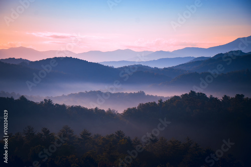 Sunrise over the Great Smoky Mountains in Tennessee. These Blue Ridge mountains are like no other! © Huntley.Design