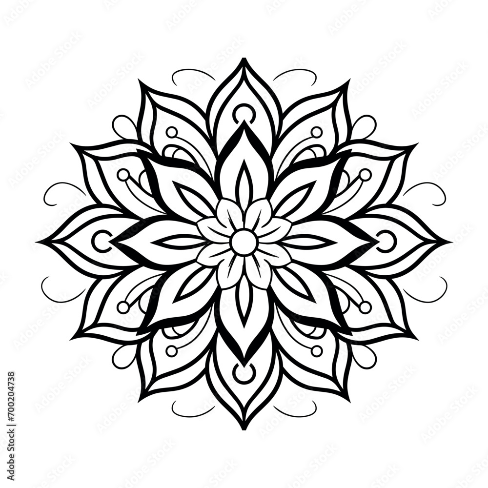 Abstract floral ornament coloring page - coloring book