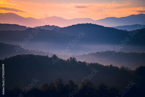 Photography Sunrise over the Great Smoky Mountains in Tennessee