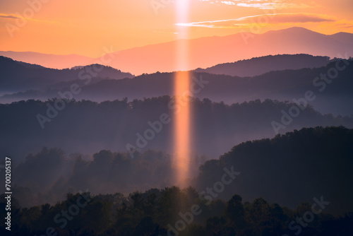 Sunrise over the Great Smoky Mountains in Tennessee. These Blue Ridge mountains are like no other 