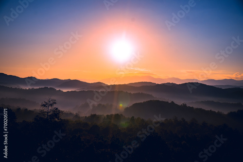 Sunrise over the Great Smoky Mountains in Tennessee. These Blue Ridge mountains are like no other!