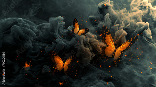 Butterfly black smoke wallpaper 