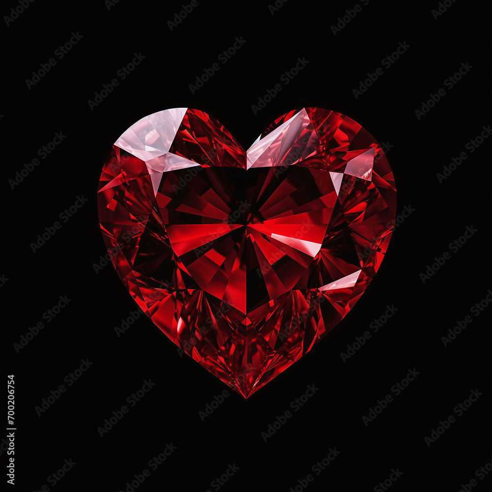 Heart shaped diamond on black background Heart shaped diamond on black background