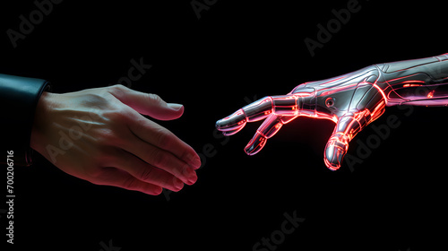 machine and human hand shaking AI © Basel