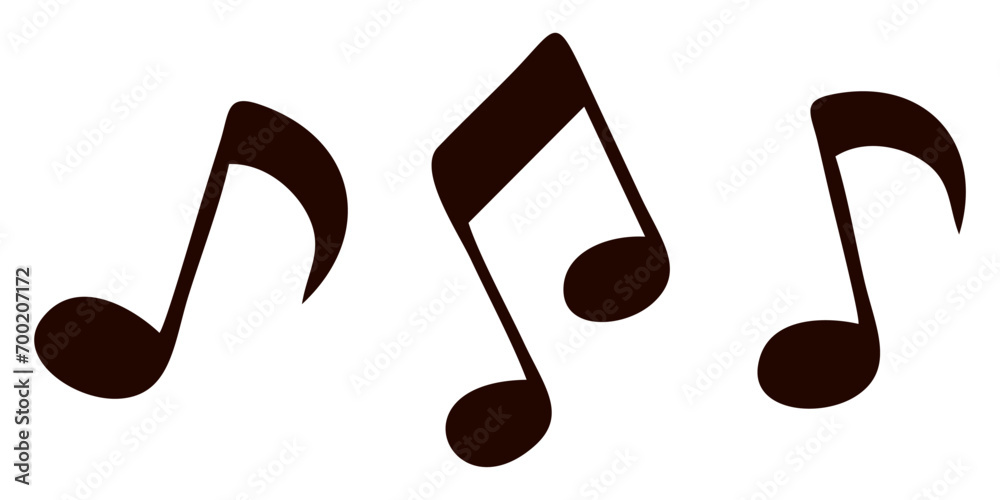 © Ryzhylik - Set of musical note icons. Music notes. Thin and bold music note symbols collection isolated on white background. Flat or linear design objects for Card, Poster, Mobile application icon.