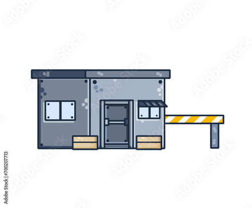 Military base. Army post. Protective building. Modern military camp. Flat cartoon isolated on white background. Border post. Checkpoint.