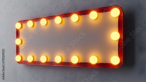 Lichter der Vergangenheit: Gelbe Neonlampen auf einer Retro-Tafel photo