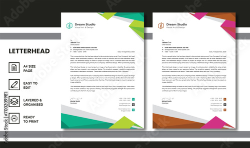 Simple Modern Letterhead vector template design. Creative & Clean business style print ready letterhead