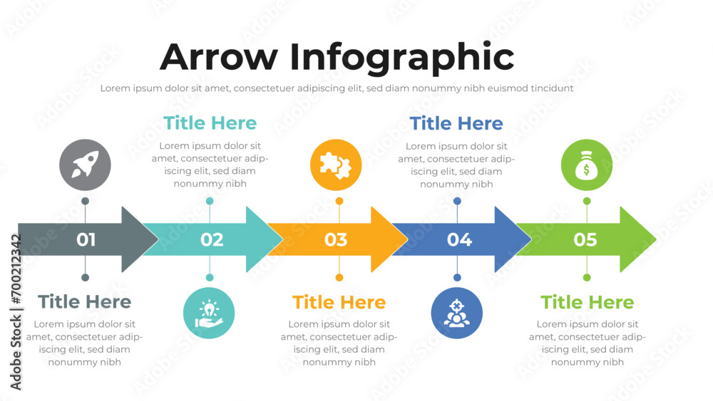 Arrow infographic presentation layout fully editable. - obrazy, fototapety, plakaty 
