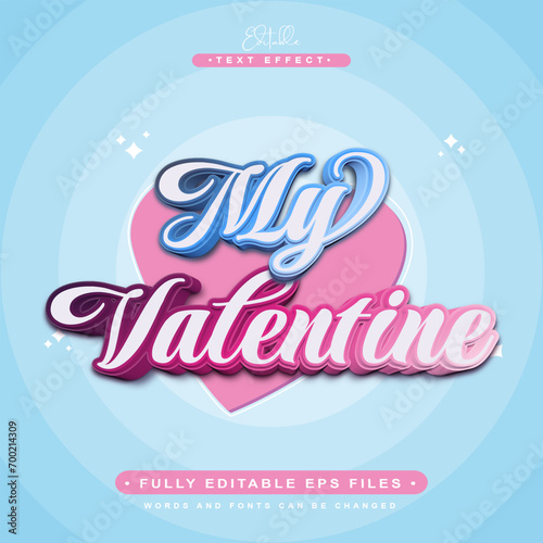 editable my valentine text effect.typhography logo
