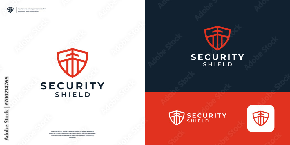 Minimalist shield logo design. Abstract Security Secure Safe Secret icon.