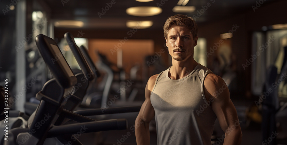 person exercising in gym, training in gym, man at fitness center
