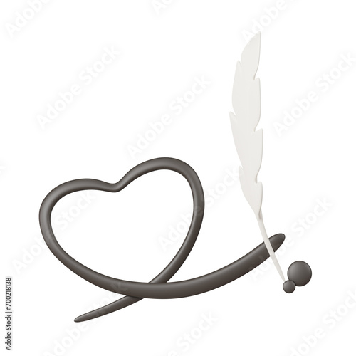 Valentine heart feather