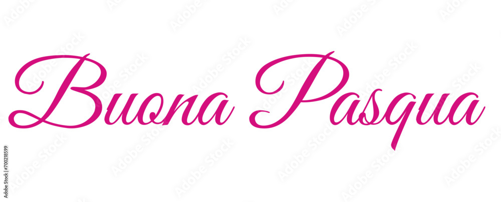 Buona Pasqua - Happy Easter written in Italian - lettering - pink color, embossed tubular font - picture, poster, placard, banner, postcard, card. - obrazy, fototapety, plakaty 