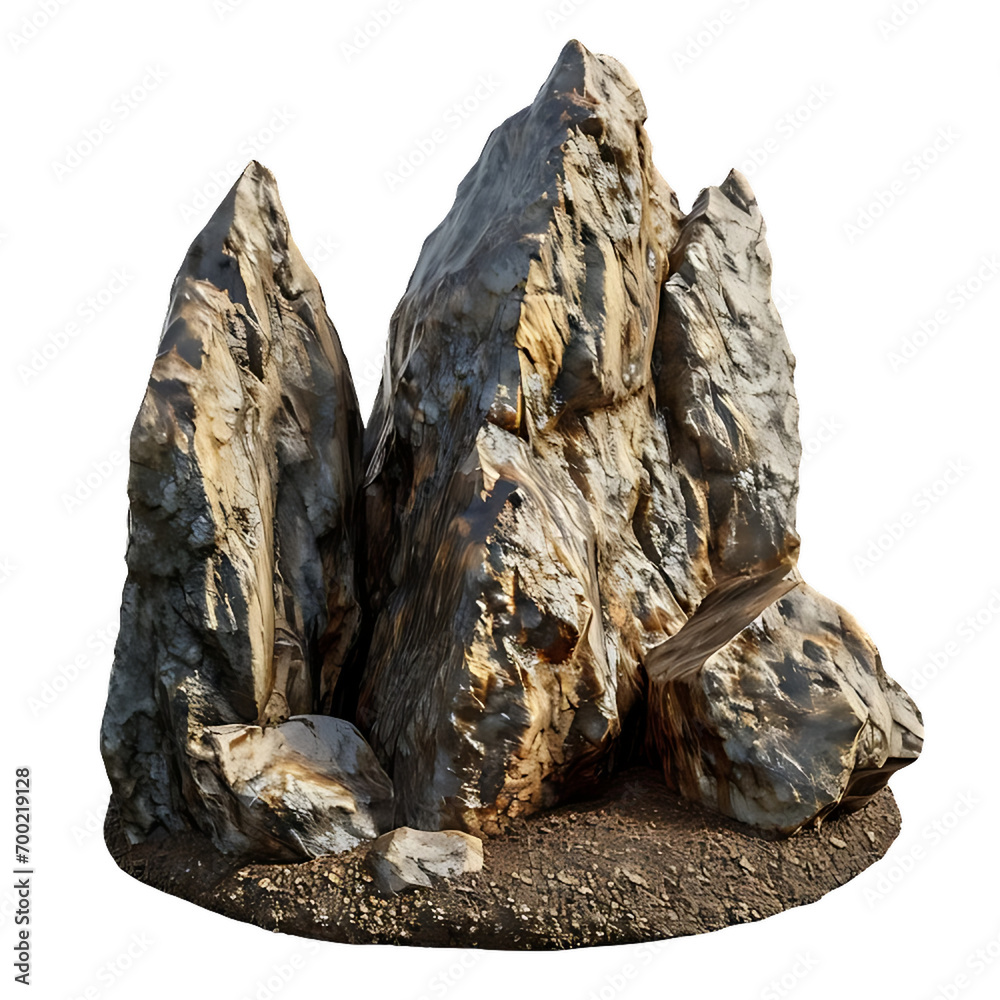 heavy rock in the mountains  isolated on transparent background 