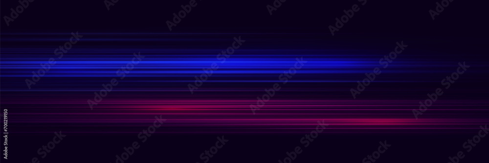 
Red and blue line speed special effect. The magic of moving fast laser beams, horizontal light lines. Vector