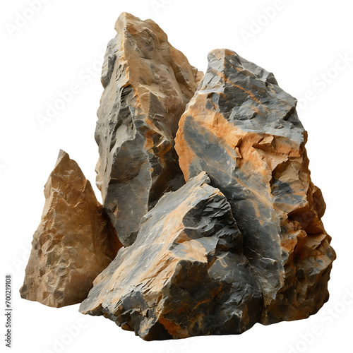 heavy rock in the mountains isolated on transparent background 