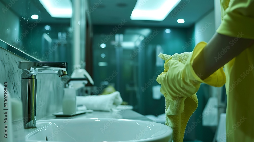 The female janitors cleaning in the building. They are hardworking and patient The female janitors cleaning in the building. They are hardworking and patient