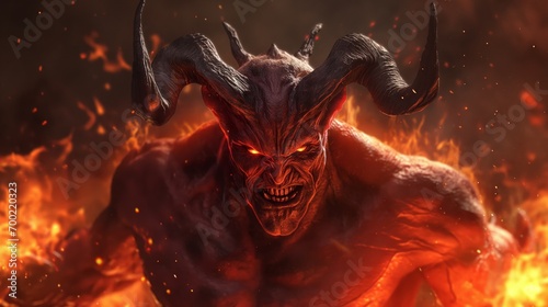 Inferno's Wrath: Fierce Demon Amongst Flames and Horror photo