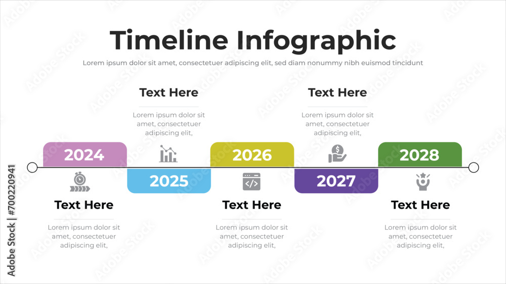 Timeline infographic presentation layout fully editable. Timeline infographic presentation layout fully editable.