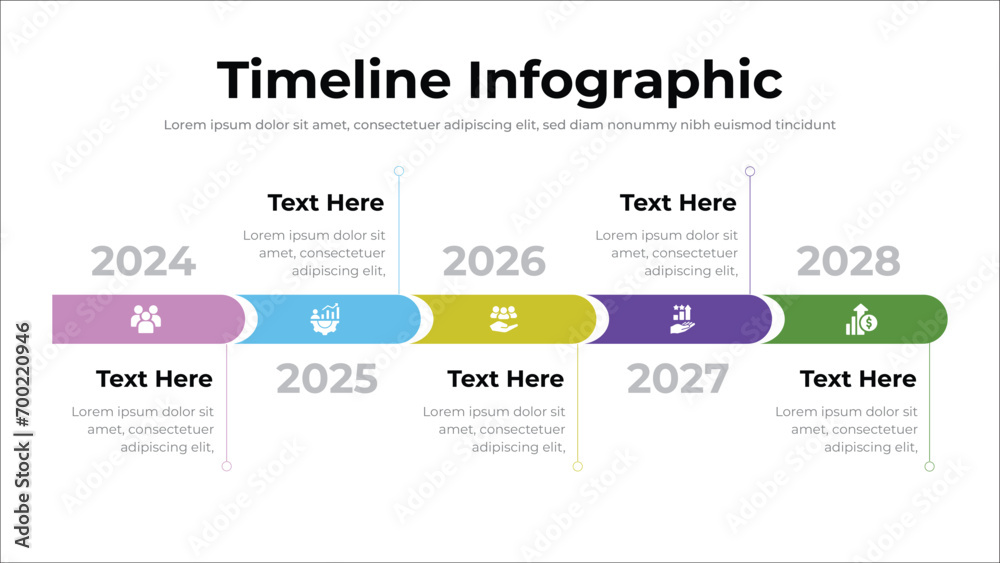 Timeline infographic presentation layout fully editable.