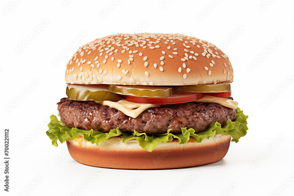 Hamburger on white background. front view. Hamburger on white background. front view.