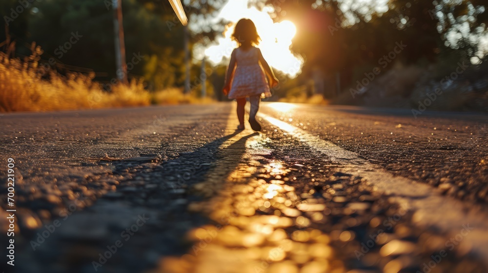 Silhouette of a person walking in the park,Cute child, sensitive, looks pitiful. Silhouette of a person walking in the park,Cute child, sensitive, looks pitiful.