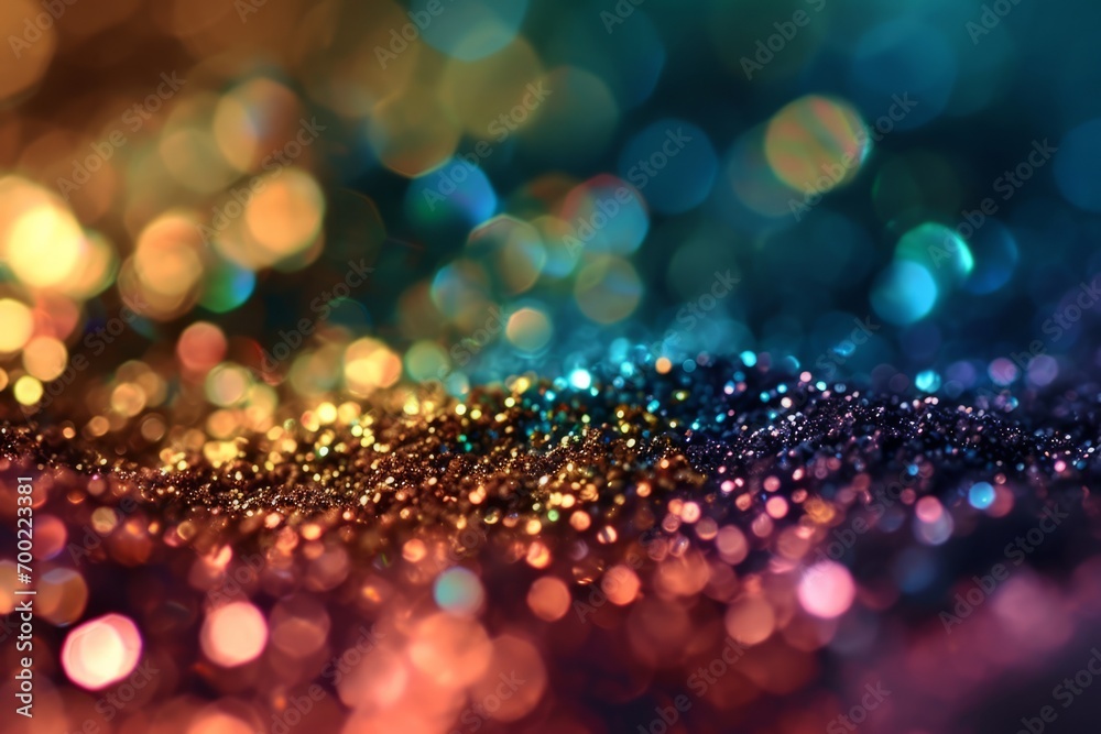 Vibrant Bokeh Light Effect on Glitter Background.
A sparkling glitter texture with a bokeh light effect.