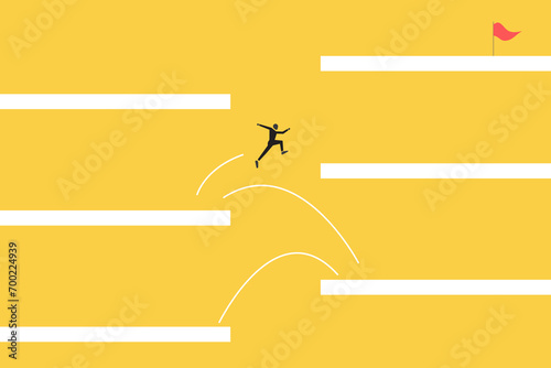 Businessman jumping to top. Concept of target, successfully. advancement in career or business growth, Aspiration and motivation