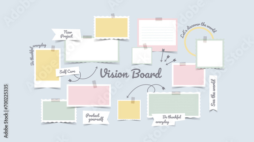 Vector photo collage template moodboard pictures grids vector illustration, vision board	