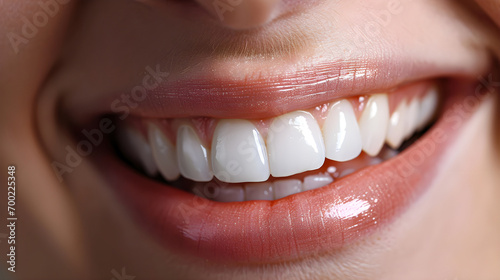 Beautiful Female Smile After Teeth Being Whitening. Dental Care. Dentistry Concept.