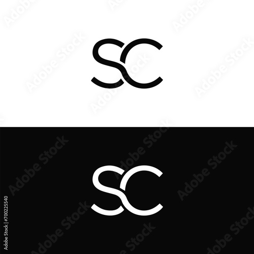 SC logo. S C design. White SC letter. SC, S C letter logo design. Initial letter SC linked circle uppercase monogram logo. S C letter logo vector design.	
 photo