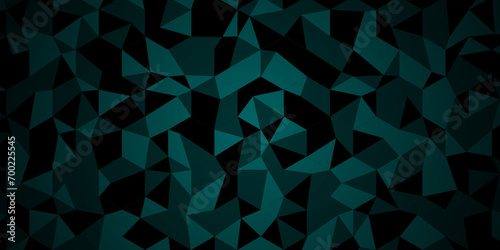 Abstract Black and green square triangle tiles pattern low poly mosaic background. Modern seamless geometric dark black pattern background with lines Geometric print composed of triangles.
