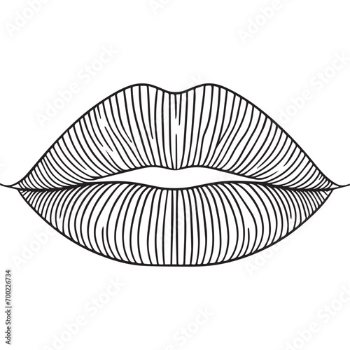 Drawing one line of lips. One line vector illustration of lips